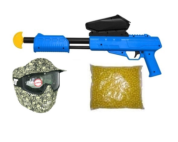 Kids Markierer Blaster / Shotgun cal. 50, inkl. Loader, Maske & 500 Paintballs - BLUE - Kostenloser Versand*